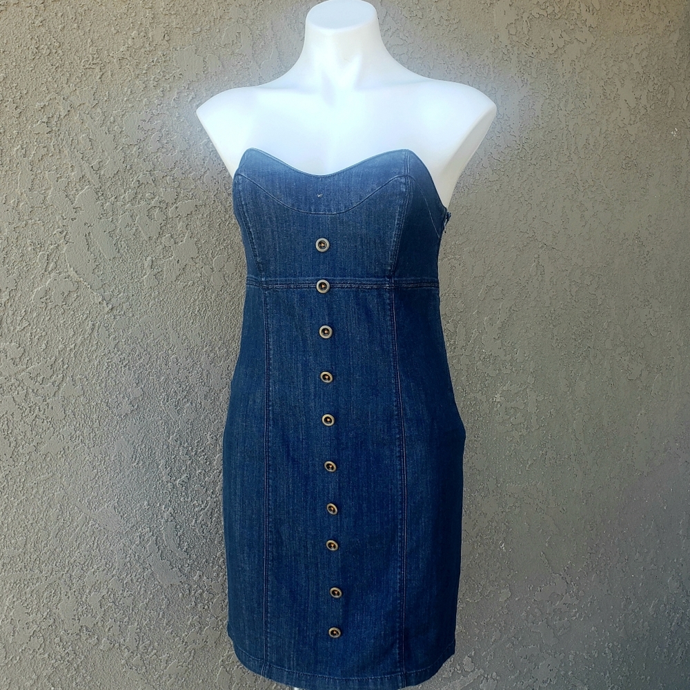 Sutter Larkin Denim One of a Kind Strapless Dress